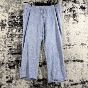 Old Navy Pants Womens Size 2X Pinstripe Linen Blend Wide Leg Drawstring Hippie